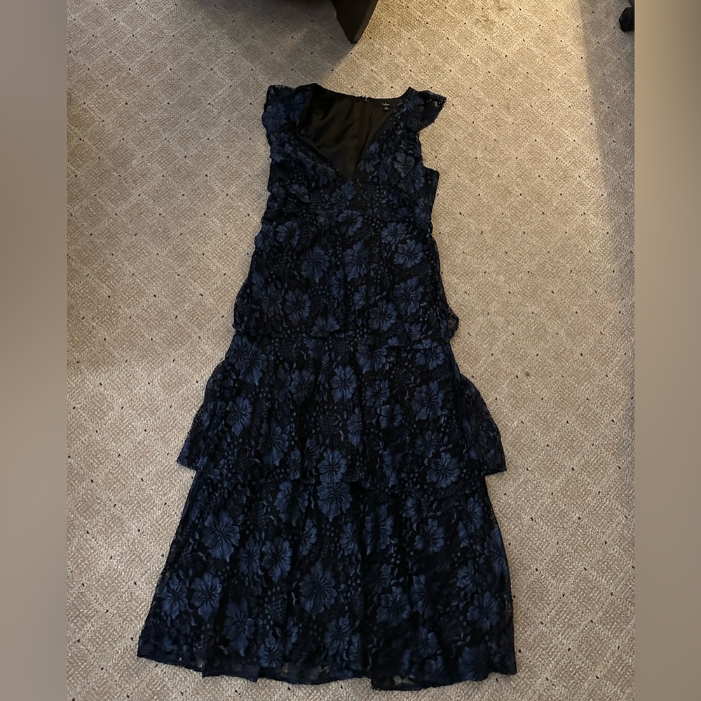 Lulu's Navy Floral Lace Maxi Dress